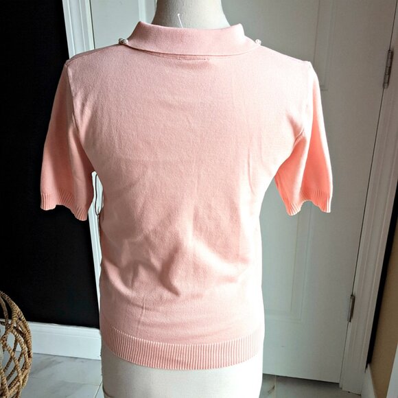 NEW! RHINESTONE Collar SHORT SLEEVE SWEATER - Picture 4 of 6